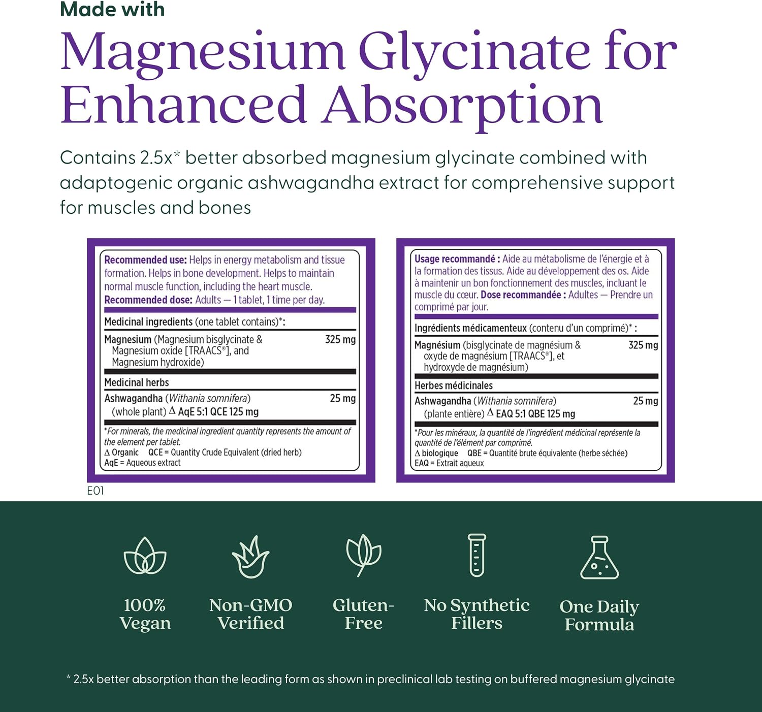 New Chapter Magnesium + Ashwagandha 30 Vegan Tablets