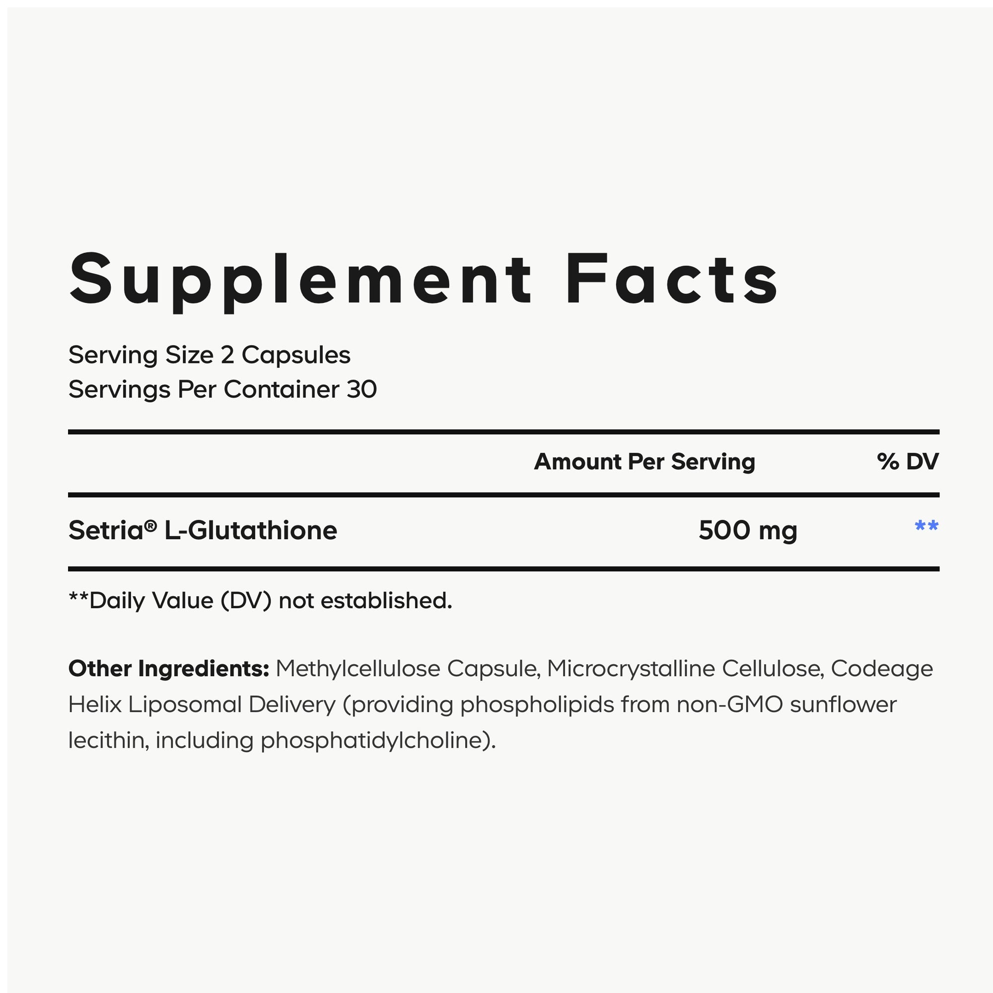 Codeage Liposomal Glutathione Setria® L-Glutathione 60 Capsules