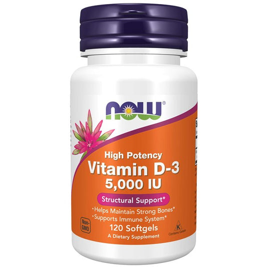 NOW Vitamin D3 5000IU 120 Softgels