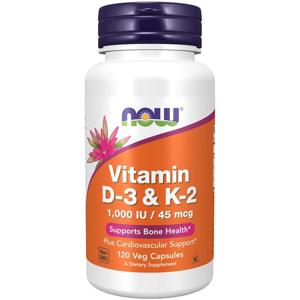 NOW Vitamin D3&K2 1000IU 120 Veg Capsules